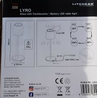 Litegear ® Lyro Akku Tischleuchte - weiss