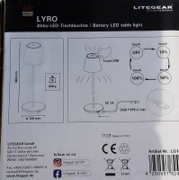 Litegear ® Lyro Akku Tischleuchte - schwarz