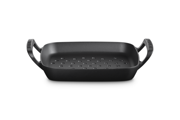 Outdoor Grillkorb quadratisch 30cm schwarz matt