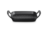 Outdoor Grillkorb quadratisch 30cm schwarz matt