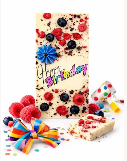 Handgemachte Weisse Schokolade "Happy Birthday" 95g, Ritonka
